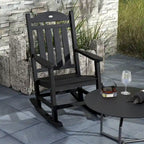 Outsunny 2 Pieces Outdoor Rocking Chair, All Weather-Resistant HDPE Rocking Patio Chairs with Rustic High Back, Armrests