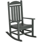 Outsunny 2 Pieces Outdoor Rocking Chair, All Weather-Resistant HDPE Rocking Patio Chairs with Rustic High Back, Armrests