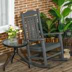 Outsunny 2 Pieces Outdoor Rocking Chair, All Weather-Resistant HDPE Rocking Patio Chairs with Rustic High Back, Armrests