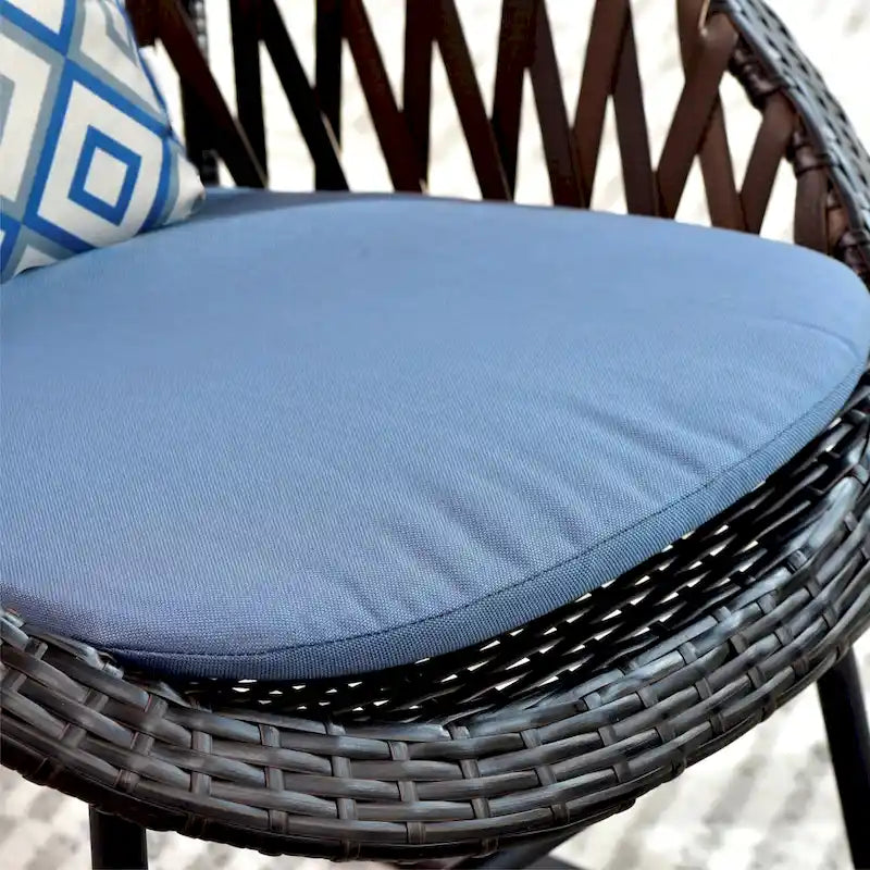 OVIOS 3-piece Patio Rocking Chair Bistro Set with Glass Coffee Table