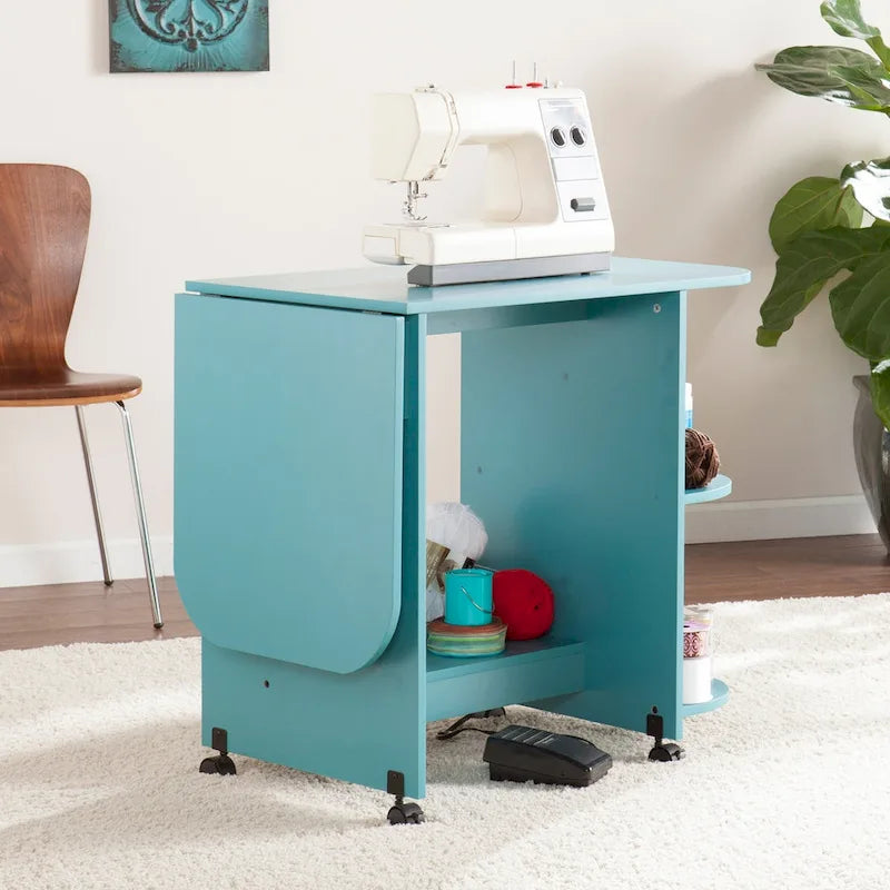 Eastwick Expandable Rolling Sewing Table/Craft Station - Turquoise