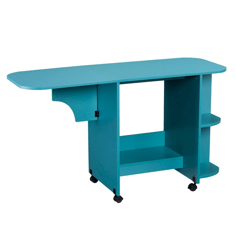 Eastwick Expandable Rolling Sewing Table/Craft Station - Turquoise