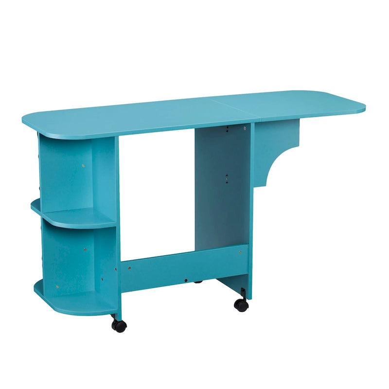 Eastwick Expandable Rolling Sewing Table/Craft Station - Turquoise