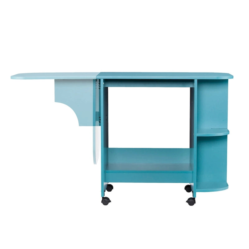Eastwick Expandable Rolling Sewing Table/Craft Station - Turquoise