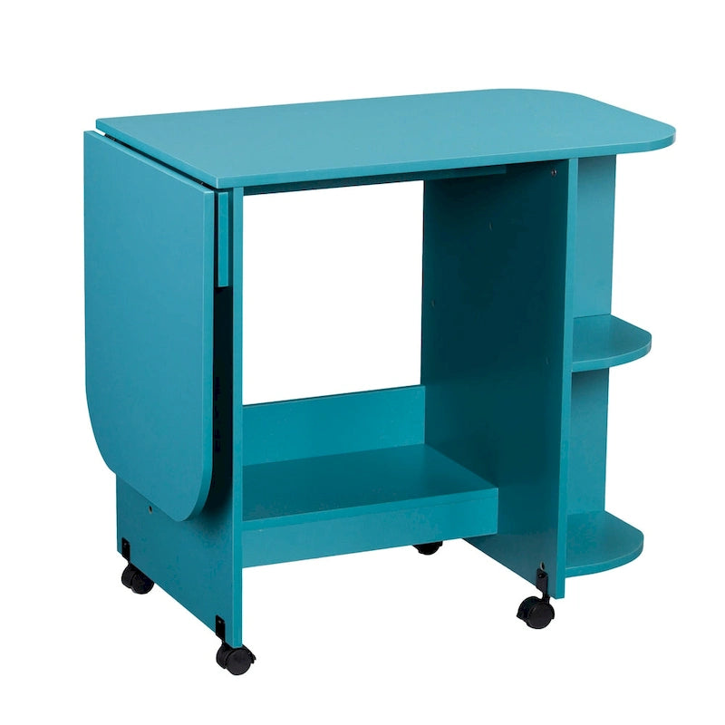 Eastwick Expandable Rolling Sewing Table/Craft Station - Turquoise