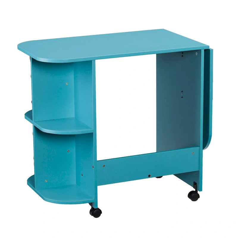 Eastwick Expandable Rolling Sewing Table/Craft Station - Turquoise
