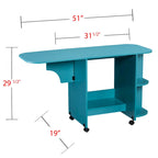 Eastwick Expandable Rolling Sewing Table/Craft Station - Turquoise