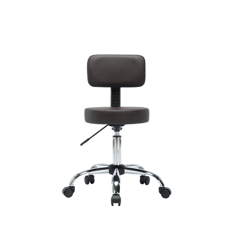Adjustable Rolling Work Stool with Faux Leather Seat and Foldable Footrest, Versatile Stool for Home Office, Vanity,