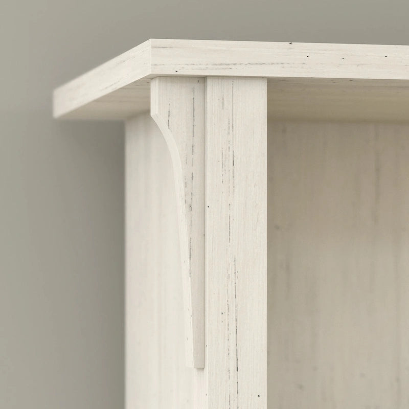 Salinas 60W L Shaped Desk with Hutch and 5 Shelf Bookcase in White