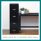 18-inch Deep 4-drawer Black Metal File Cabinet