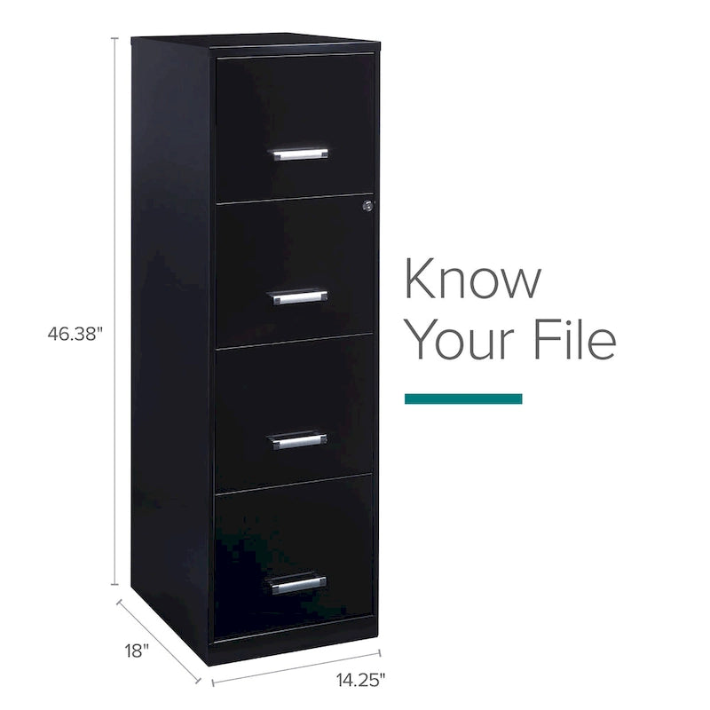 18-inch Deep 4-drawer Black Metal File Cabinet