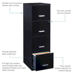 18-inch Deep 4-drawer Black Metal File Cabinet
