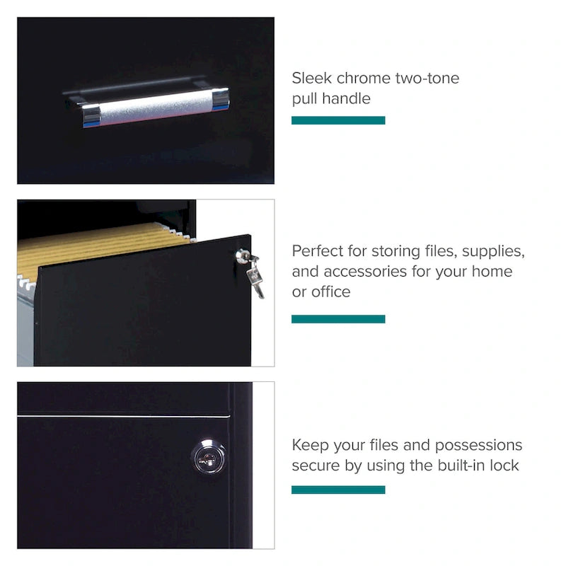 18-inch Deep 4-drawer Black Metal File Cabinet