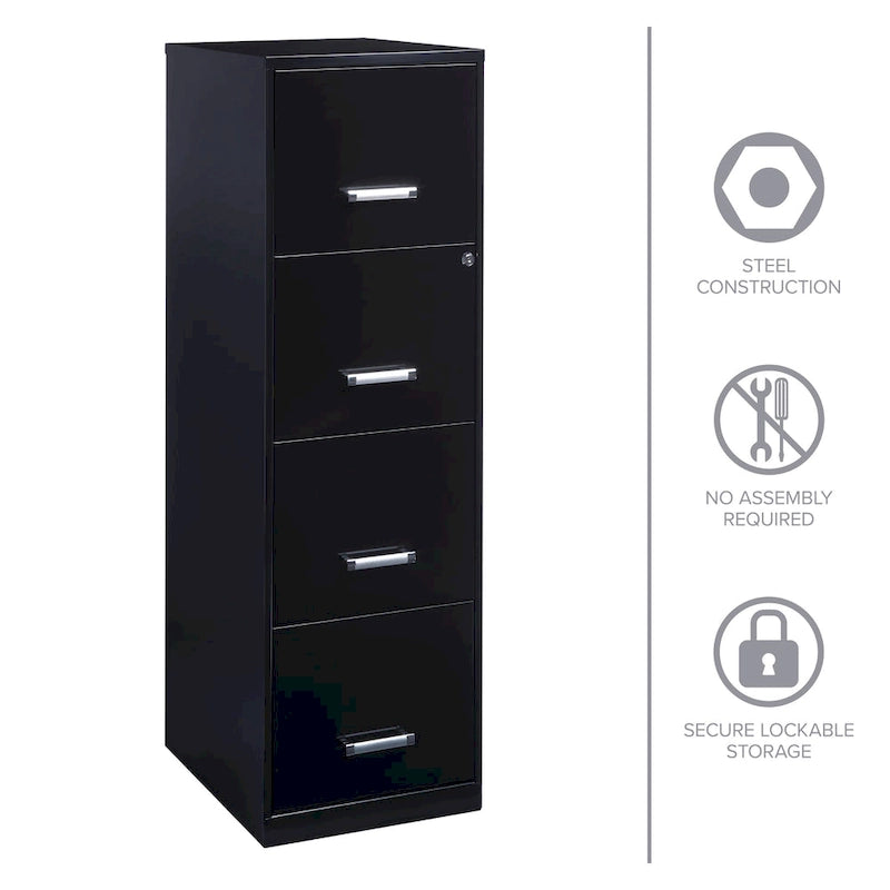 18-inch Deep 4-drawer Black Metal File Cabinet