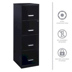 18-inch Deep 4-drawer Black Metal File Cabinet