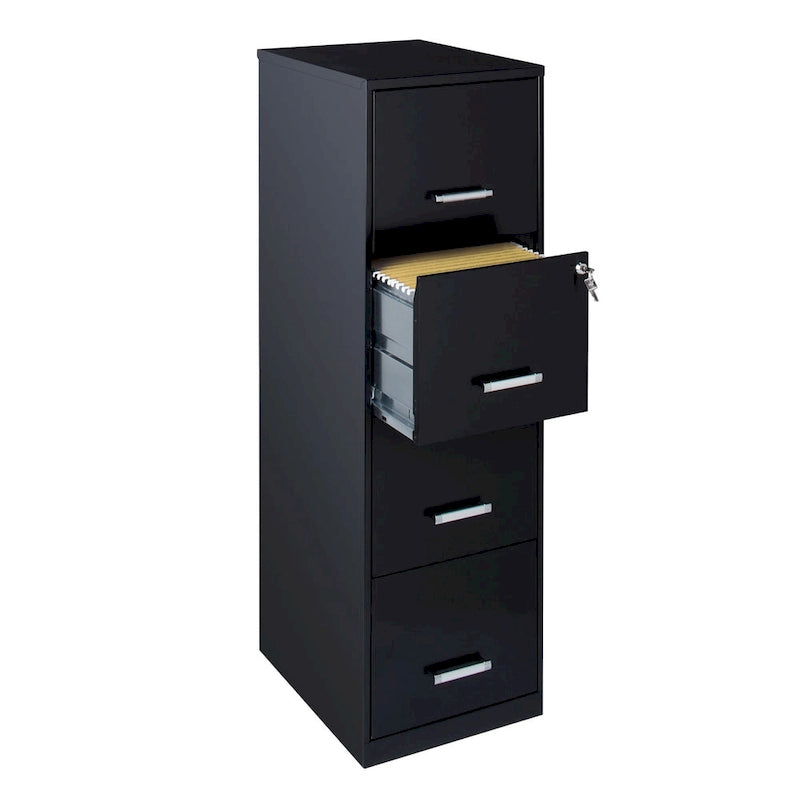 18-inch Deep 4-drawer Black Metal File Cabinet