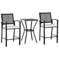 Outsunny Steel/ PE Rattan 3-piece Outdoor Bar-style Bistro Set
