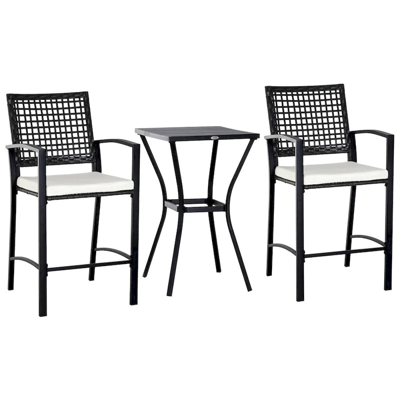 Outsunny Steel/ PE Rattan 3-piece Outdoor Bar-style Bistro Set