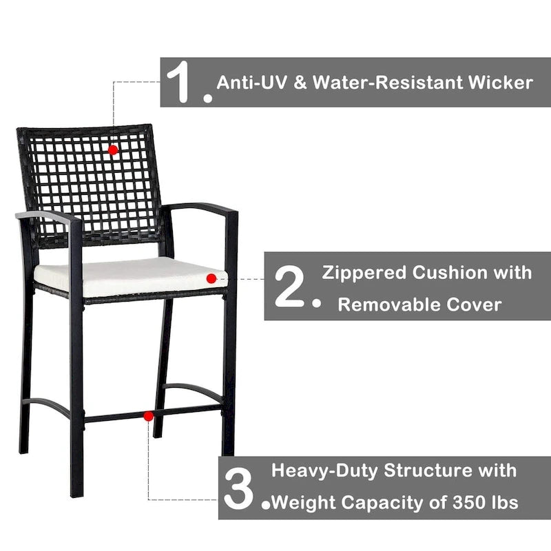 Outsunny Steel/ PE Rattan 3-piece Outdoor Bar-style Bistro Set