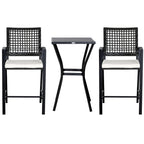 Outsunny Steel/ PE Rattan 3-piece Outdoor Bar-style Bistro Set