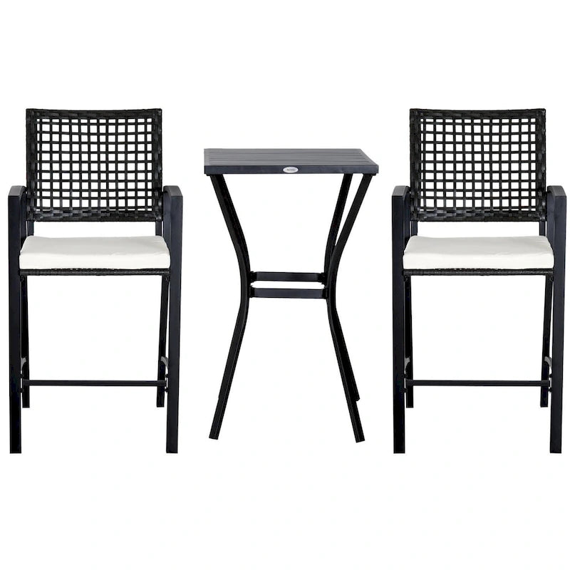 Outsunny Steel/ PE Rattan 3-piece Outdoor Bar-style Bistro Set