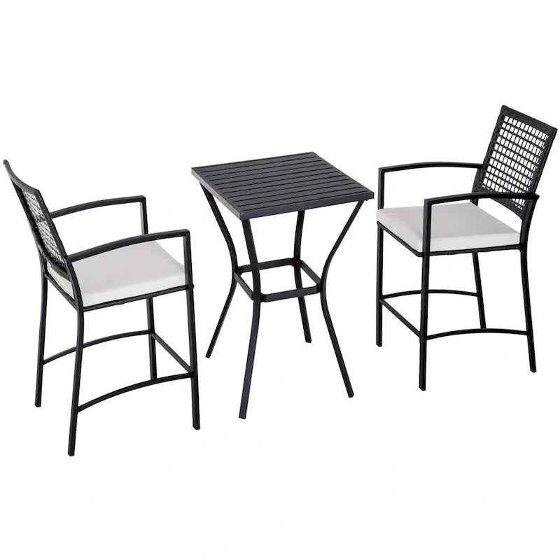 Outsunny Steel/ PE Rattan 3-piece Outdoor Bar-style Bistro Set