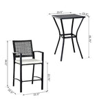 Outsunny Steel/ PE Rattan 3-piece Outdoor Bar-style Bistro Set