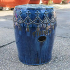 Glazed Ceramic Tasseled Garden Stool