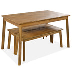 GO 3 Pieces Acacia Wood Table Bench Dining Set For Outdoor & Indoor Furniture With 2 Benches