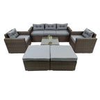 6 Pieces PE Rattan sectional Outdoor Furniture Cushioned Sofa set Grey Wicker, Dark Grey Cushion