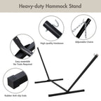 Double Hammock with 12 Feet Heavy Duty Steel Stand Combo, 2 Person Quilted Fabric Hammocks with Stand,450 LBS Weight Capacity