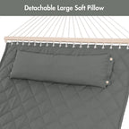 Double Hammock with 12 Feet Heavy Duty Steel Stand Combo, 2 Person Quilted Fabric Hammocks with Stand,450 LBS Weight Capacity
