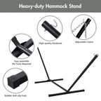 Double Hammock with 12 Feet Heavy Duty Steel Stand Combo, 2 Person Quilted Fabric Hammocks with Stand,450 LBS Weight Capacity