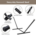 Double Hammock with 12 Feet Heavy Duty Steel Stand Combo, 2 Person Quilted Fabric Hammocks with Stand,450 LBS Weight Capacity