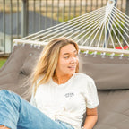 Double Hammock with 12 Feet Heavy Duty Steel Stand Combo, 2 Person Quilted Fabric Hammocks with Stand,450 LBS Weight Capacity