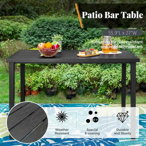 5-Piece Bar Height Dining Set, 4 Rattan or 4 Metal Swivel Bar Chairs and 1 Rectangular Metal Bar Height Table