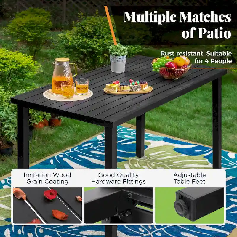 5-Piece Bar Height Dining Set, 4 Rattan or 4 Metal Swivel Bar Chairs and 1 Rectangular Metal Bar Height Table