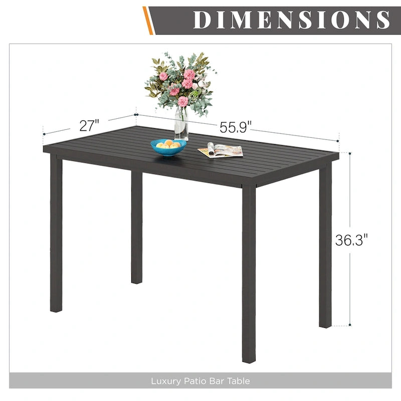 5-Piece Bar Height Dining Set, 4 Rattan or 4 Metal Swivel Bar Chairs and 1 Rectangular Metal Bar Height Table