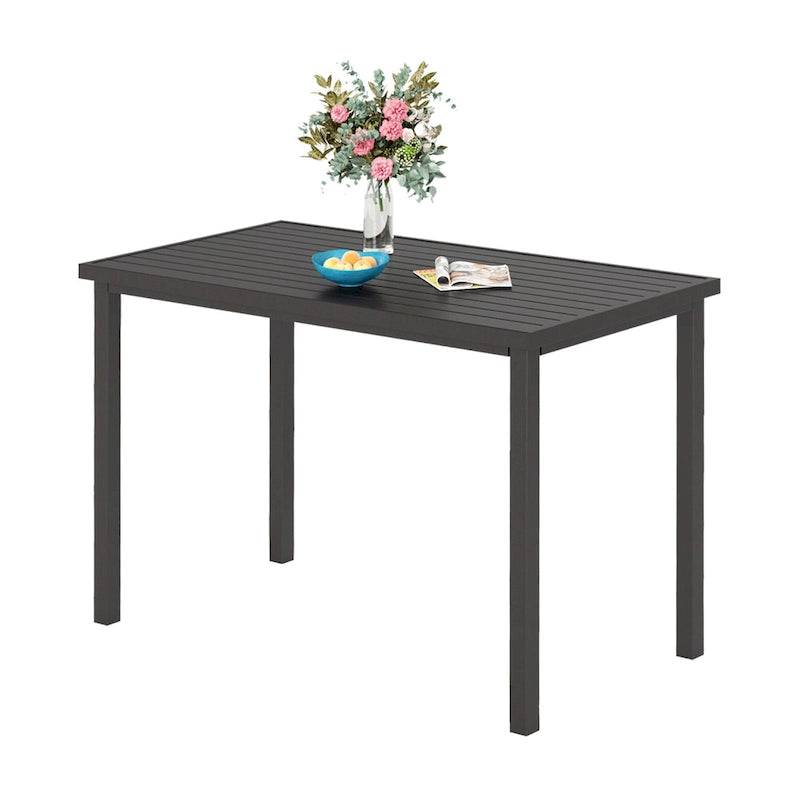 5-Piece Bar Height Dining Set, 4 Rattan or 4 Metal Swivel Bar Chairs and 1 Rectangular Metal Bar Height Table