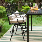 5-Piece Bar Height Dining Set, 4 Rattan or 4 Metal Swivel Bar Chairs and 1 Rectangular Metal Bar Height Table
