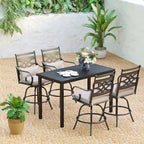 5-Piece Bar Height Dining Set, 4 Rattan or 4 Metal Swivel Bar Chairs and 1 Rectangular Metal Bar Height Table