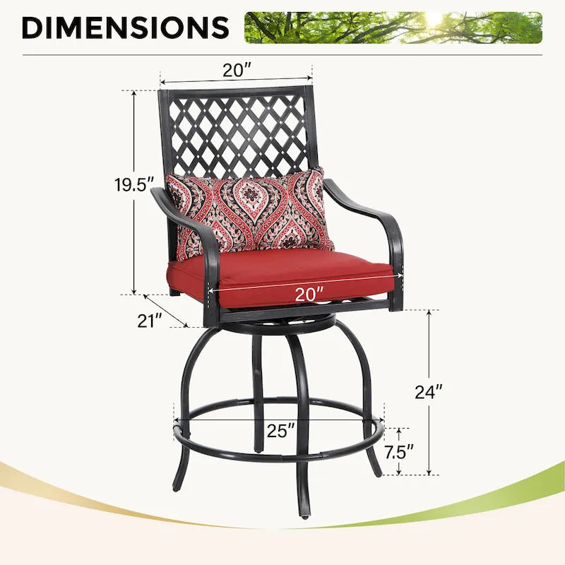 5-Piece Bar Height Dining Set, 4 Rattan or 4 Metal Swivel Bar Chairs and 1 Rectangular Metal Bar Height Table