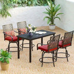 5-Piece Bar Height Dining Set, 4 Rattan or 4 Metal Swivel Bar Chairs and 1 Rectangular Metal Bar Height Table