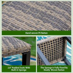 5-Piece Bar Height Dining Set, 4 Rattan or 4 Metal Swivel Bar Chairs and 1 Rectangular Metal Bar Height Table