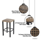 5-Piece Bar Height Dining Set, 4 Rattan or 4 Metal Swivel Bar Chairs and 1 Rectangular Metal Bar Height Table