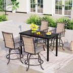 5-Piece Bar Height Dining Set, 4 Rattan or 4 Metal Swivel Bar Chairs and 1 Rectangular Metal Bar Height Table