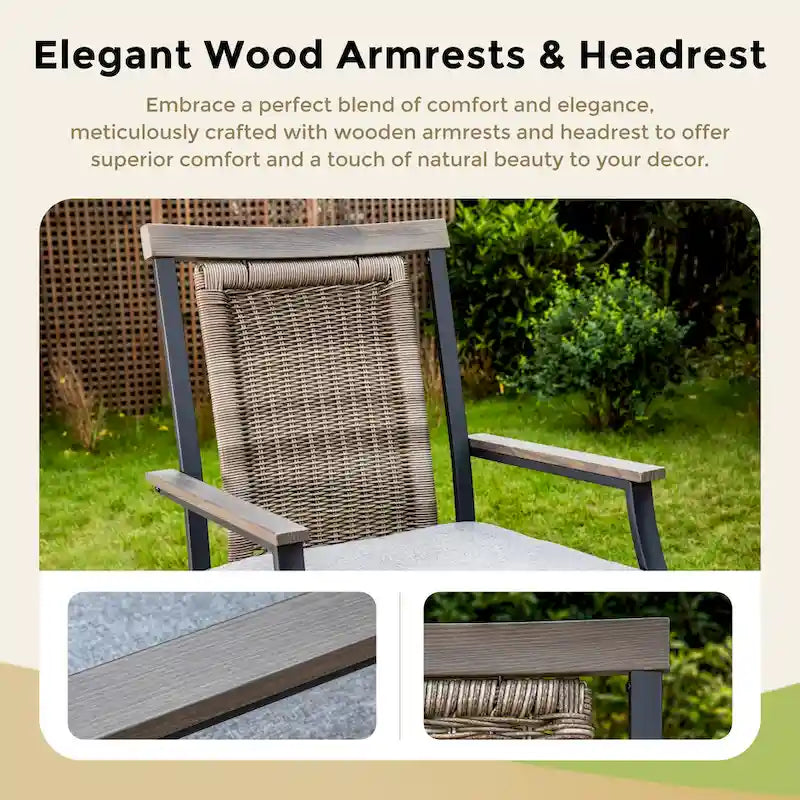5-Piece Bar Height Dining Set, 4 Rattan or 4 Metal Swivel Bar Chairs and 1 Rectangular Metal Bar Height Table