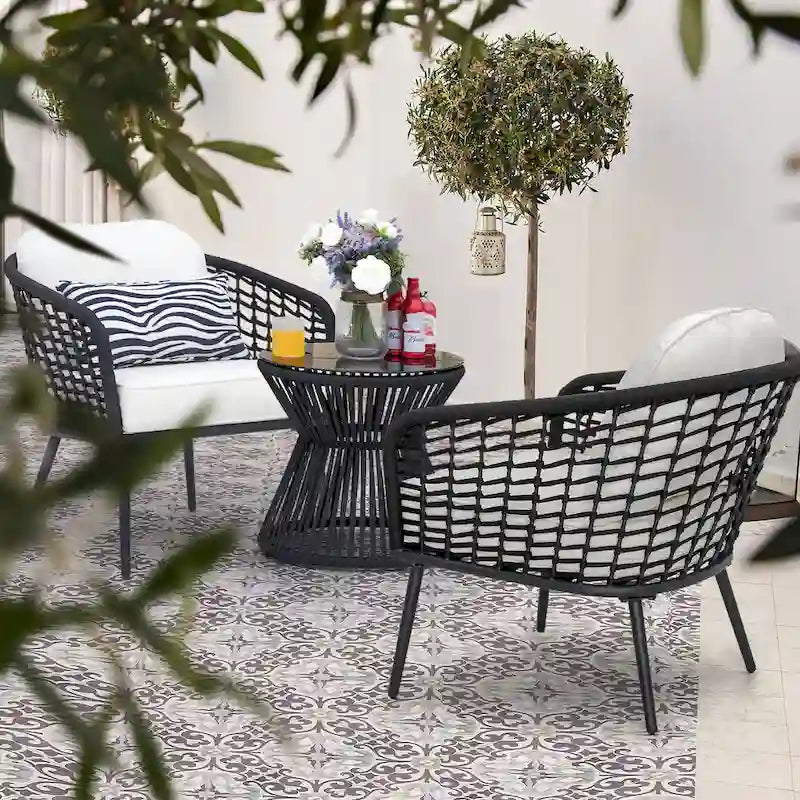 NUU GARDEN 3-piece Rope Indoor and Outdoor Bistro Set