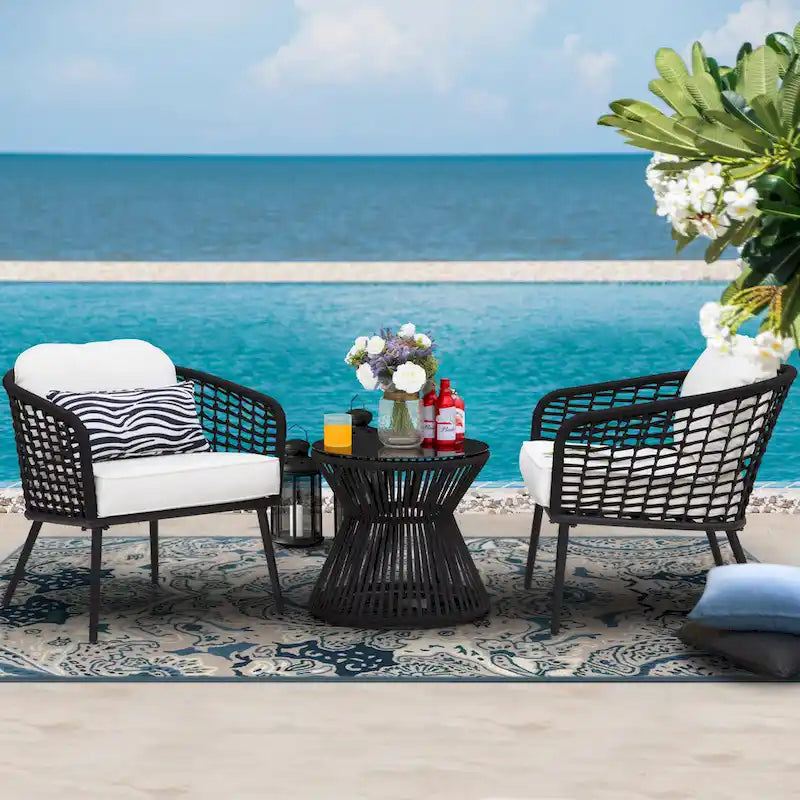 NUU GARDEN 3-piece Rope Indoor and Outdoor Bistro Set