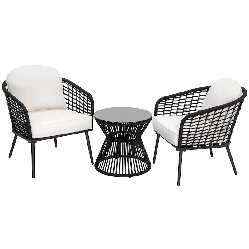 NUU GARDEN 3-piece Rope Indoor and Outdoor Bistro Set
